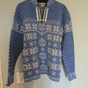 Dale of Norway Peace Women's 1/4 Zip Sweater Ultramarine/Off-White Women's L